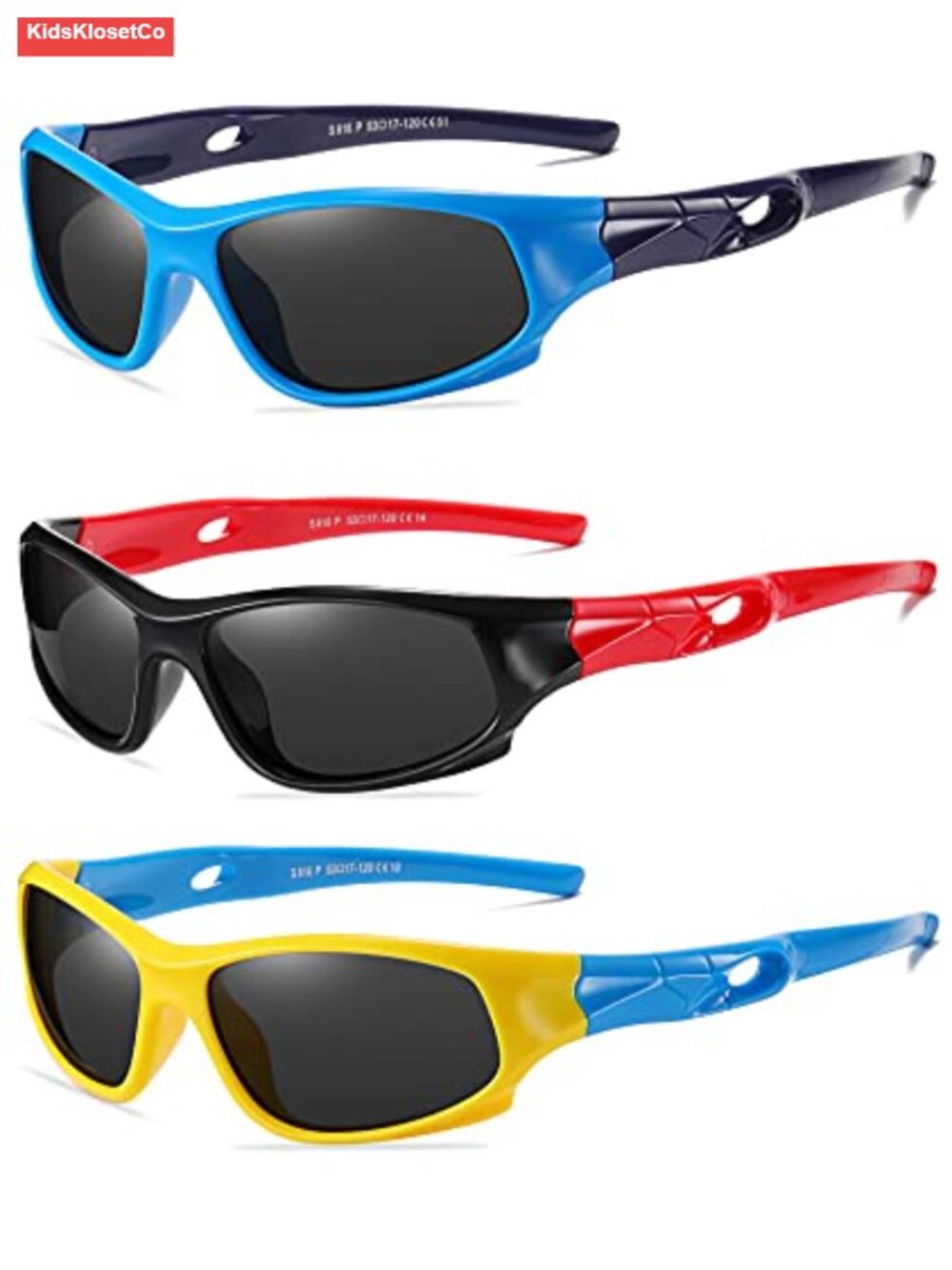 3 Pack Flexible Kids Polarized Sunglasses with Strap, Sport Sunglasses for